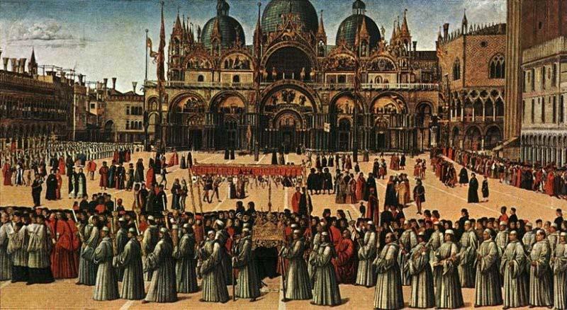 Gentile Bellini Procession of the True Cross in Piazza San Marco oil painting image
